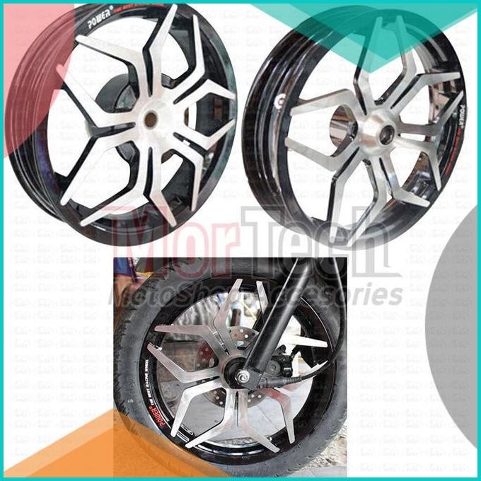 Velg Pelek Racing Lebar Power Star Mio CW Sporty Palang 5 Hitam Chrom
