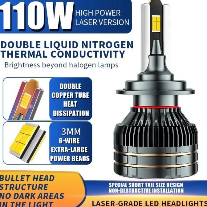 Lampu LED Mobil V50 - 110 Watt H4 H1 H3 H7 H8 H11 H16 9005 9006 9012 SMD