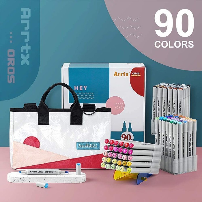 

T E R B A R U Arrtx oros dual tips brush marker set 90 colors set