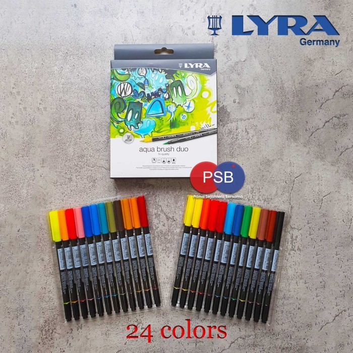 

T E R B A R U Lyra Aqua Brush Duo set 24 warna / Brush Pen