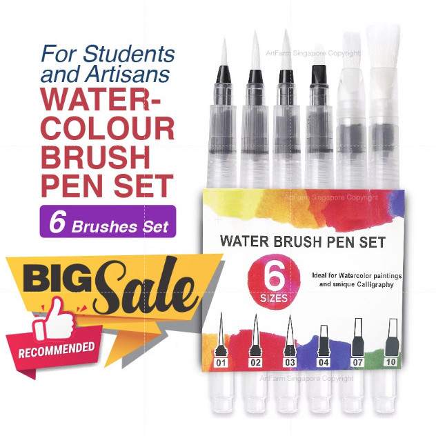 

T E R B A R U Best Seler [SG] 6pcs Watercolour Brushes Pen Set Refillable Water Wat