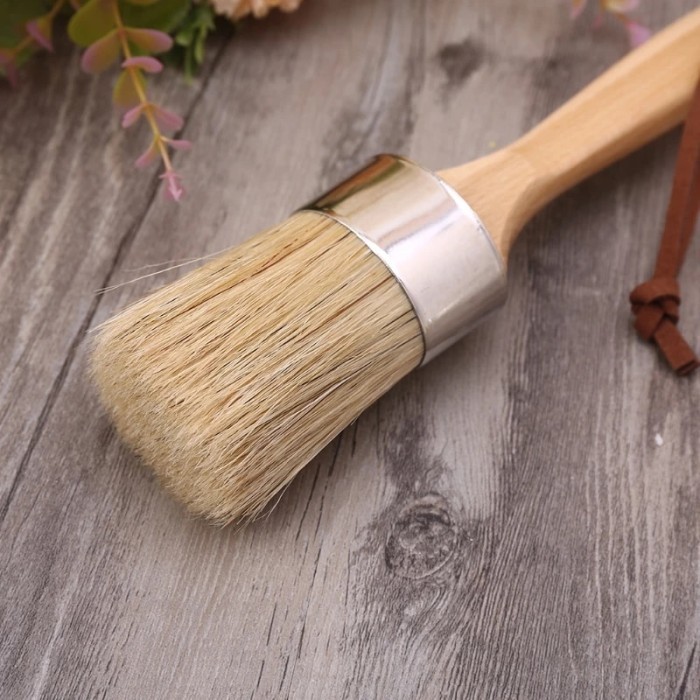 

T E R B A R U 2022 New Round Chalk Paint Wax Brush With Ergonomic Wooden