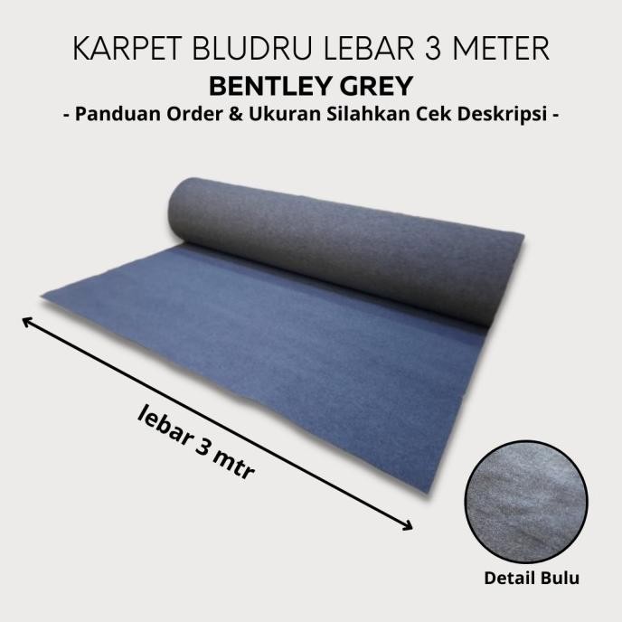 BENTLEY Karpet Non Woven Tebal [METERAN] 1x3 meter GREY Lebar 3 Meter