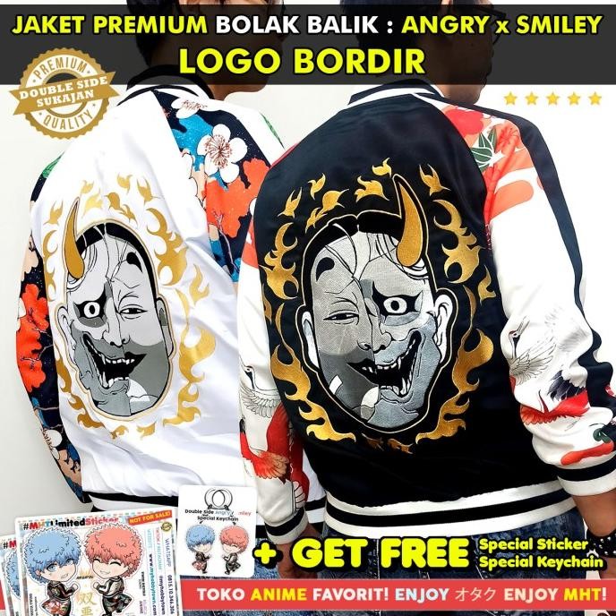 Jaket Smiley Angry Tokyo Revengers Bomber Sukajan Anime Cover Version