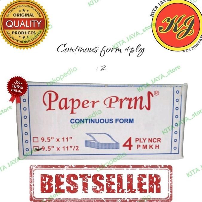 

Continous form 4 ply 9,5x11/2 paperprins