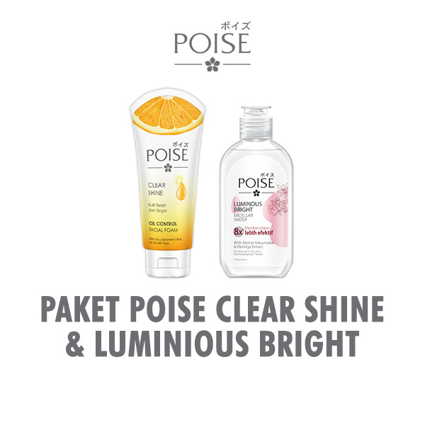 Poise Facial Foam Sabun Cuci Muka Clearshine Tube 100 gr + Poise Micellar Water Pembersih Wajah 125 