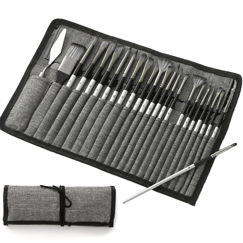

Di OBRAL | Set Kuas Lukis Cat Air Minyak Nylon Paint Brush 24 PCS - Gray | B-1572