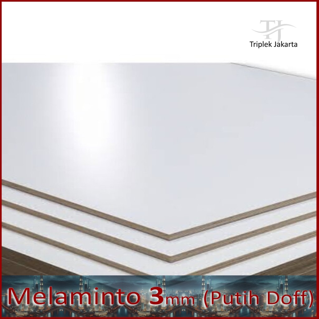 Triplek Melamin 3mm 50x100 cm | ISI 2 LEMBAR | Putih Doff 1 Muka | Melaminto 3 mm 100x50 cm