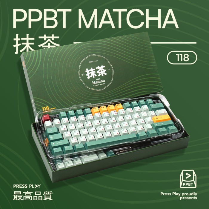 Ready PPBT MATCHA PBT Dye Sub Keycaps by Press Play