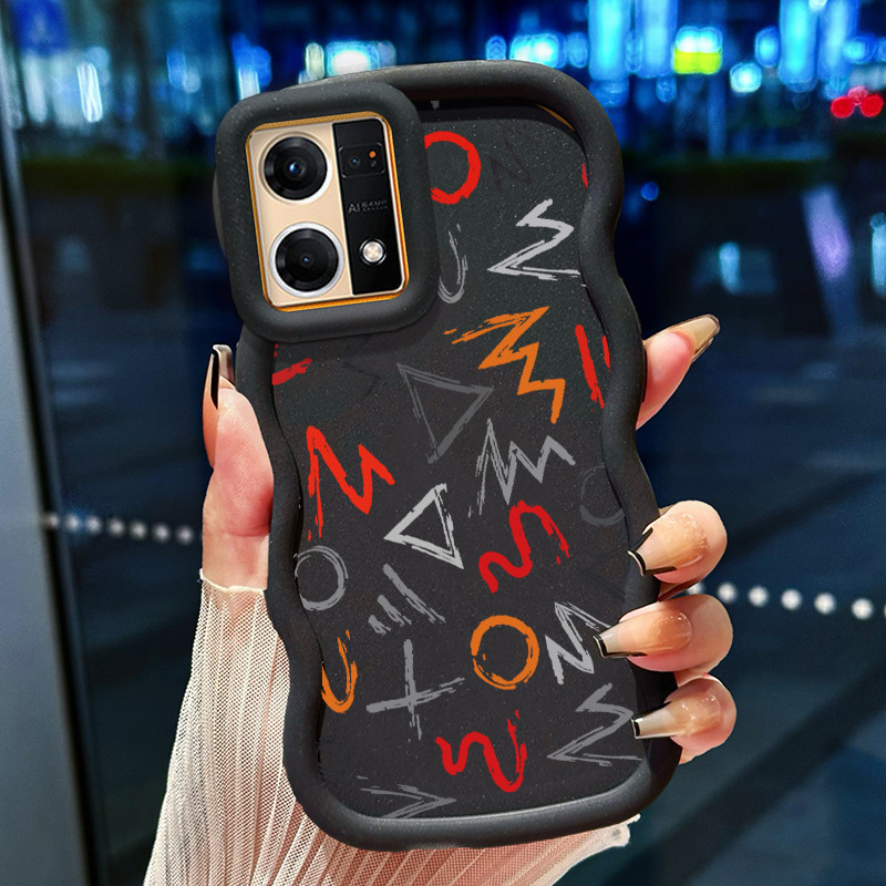 Casing Hp Untuk OPPO Reno 7 4G Reno 8 4G Case Casing pola rusak dan brilian Kasing HP Cesing Macaron