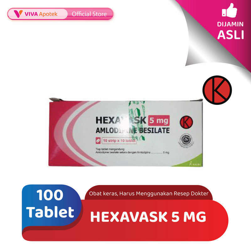 Hexavask 5 mg / Amlodipine / Hipertensi / Darah Tinggi (100 Tablet)