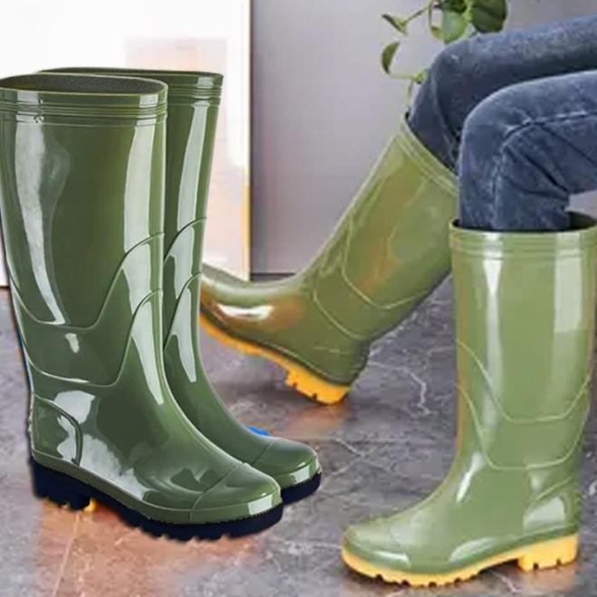 Sepatu Boot Karet Hijau Sepatu Proyek Sepatu Pria Wanita Berkebun Cod