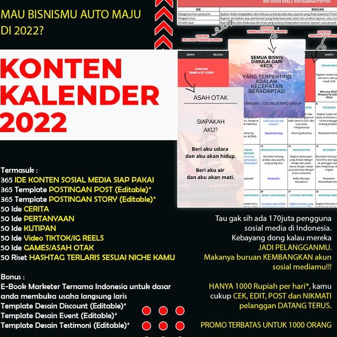 

Kalender Konten Sosial Media 2022 Gratis Template Desain Setiap Hari Kualitas Premium