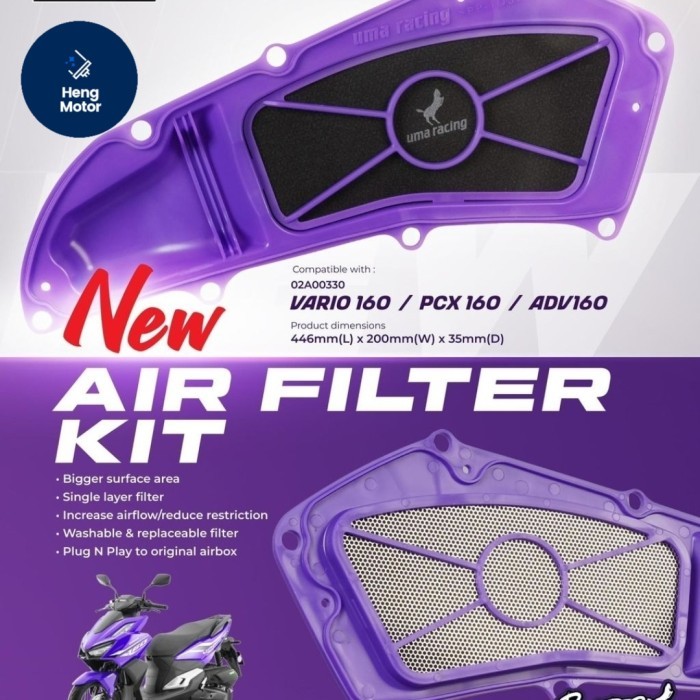 FILTER UDARA UMA RACING PCX 160 / VARIO 160 / ADV 160 - ORIGINAL
