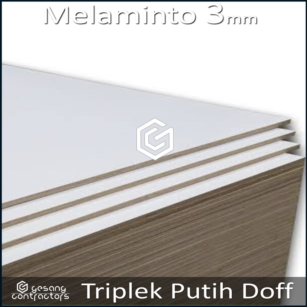 Triplek Putih 3mm 60x120 cm | ISI 3 LEMBAR | Melamin Putih Doff 1 Muka | Melaminto 3mm 120x60 cm