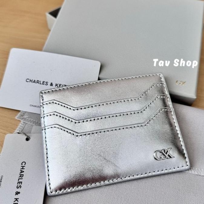 

CHARLES KEITH C&K METALLIC LEATHER MULTI SLOT CARD HOLDER SILVER (NEW) ORIGINAL 2410T