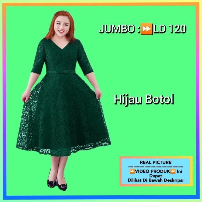 TERMURAH dress pesta wanita brokat natal jumbo bigsize korea gaun kanza hitam
