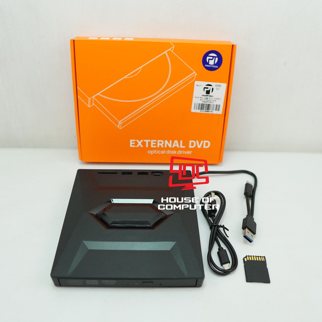 DVD RW PROFFTECH USB 3.0 + TIPE C 3.1 & MULTI PORT USB HUB + CARD READER + TIPE C DVD EXTERNAL
