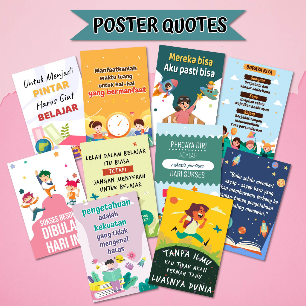 RT340 Poster Motivasi Kata Mutiara - Poster Quotes Anak - Pajangan Dinding Sekolah TERBAIK