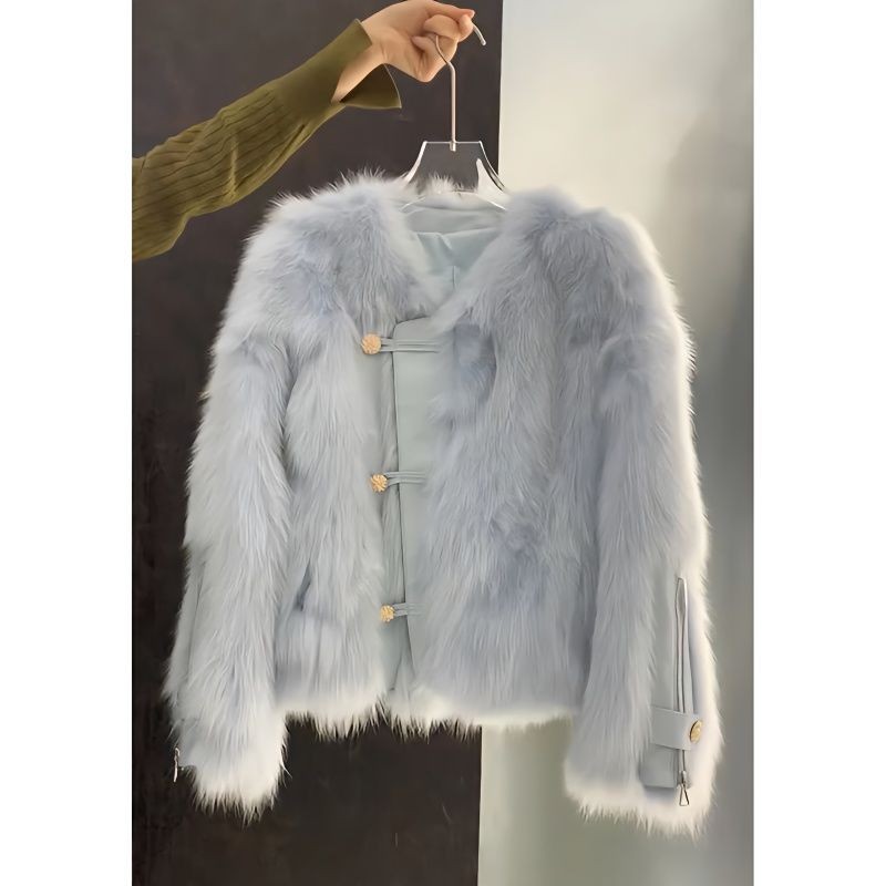 Design Sense Three-Button Fur Coat Fashion Casual Imitation Fox Fur Fur Coat