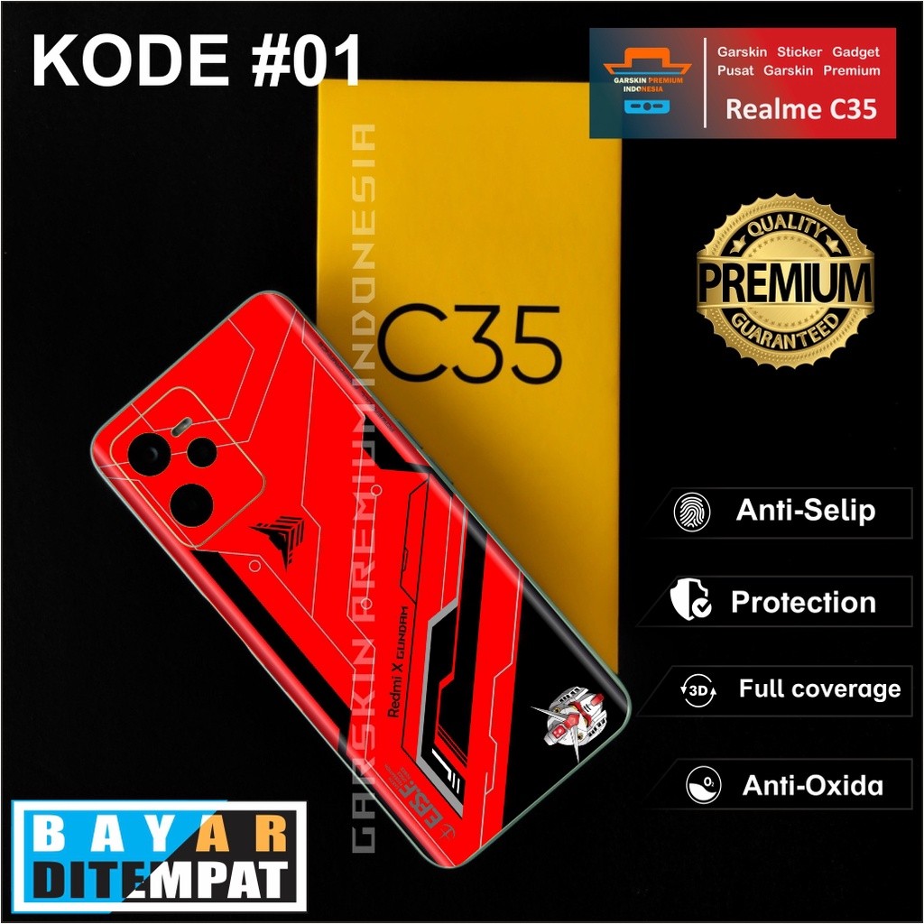 Realme C35 Garskin/Stiker Case Bisa Custom Motif - 2Pcs