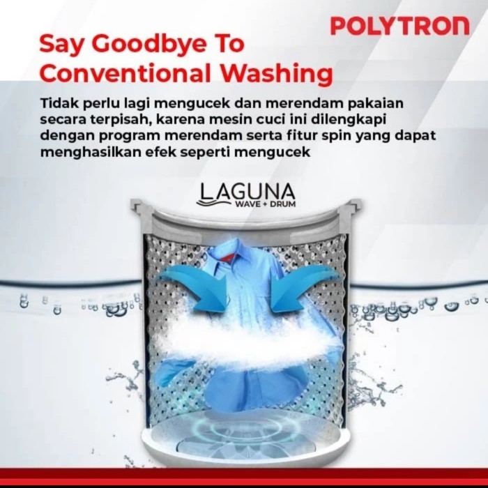 Mesin cuci 7 kg 1 tabung polytron PAW7028Y mesin cuci 7kg POLYTRON