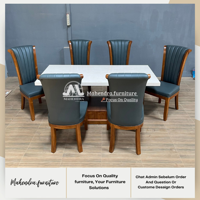 Meja Makan Marmer 6 Kursi Jati Meja Makan Set Kursi 6 Jati Meja Makan Marmer 180x90