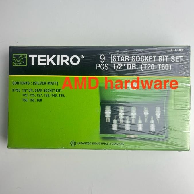 Original Tekiro Dr Star Bit Socket Set 9 Pcs Mata Sock Bintang 1/2" Inch Kunci Sok L 9Pcs 1/2In T20 