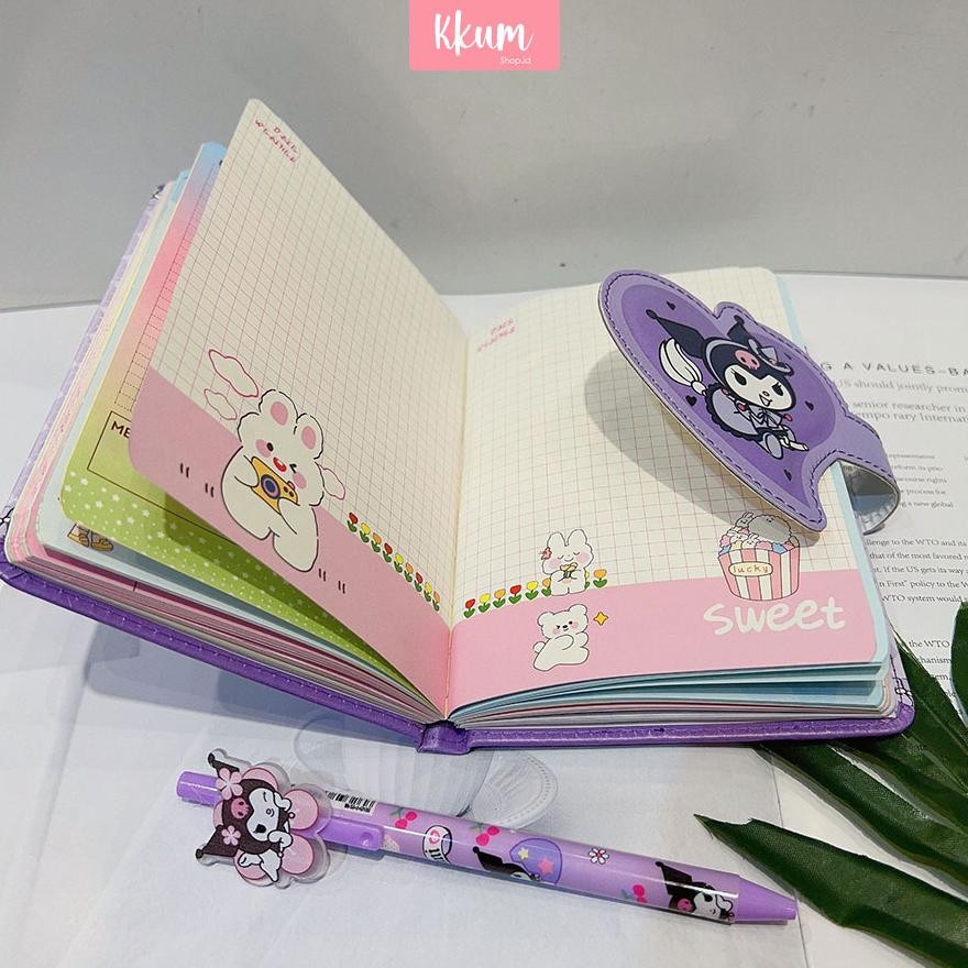 

YBW-2429 2 in 1 Gift set notebook sanrio magnet/ Buku tulis cute kuromi cinnamorol Termurah