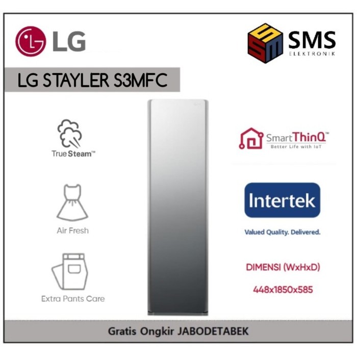 LG S3MFC STYLER STEAM CLOTHING CARE DENGAN TRUESTEAM & THINQ WIFI / S3MFC