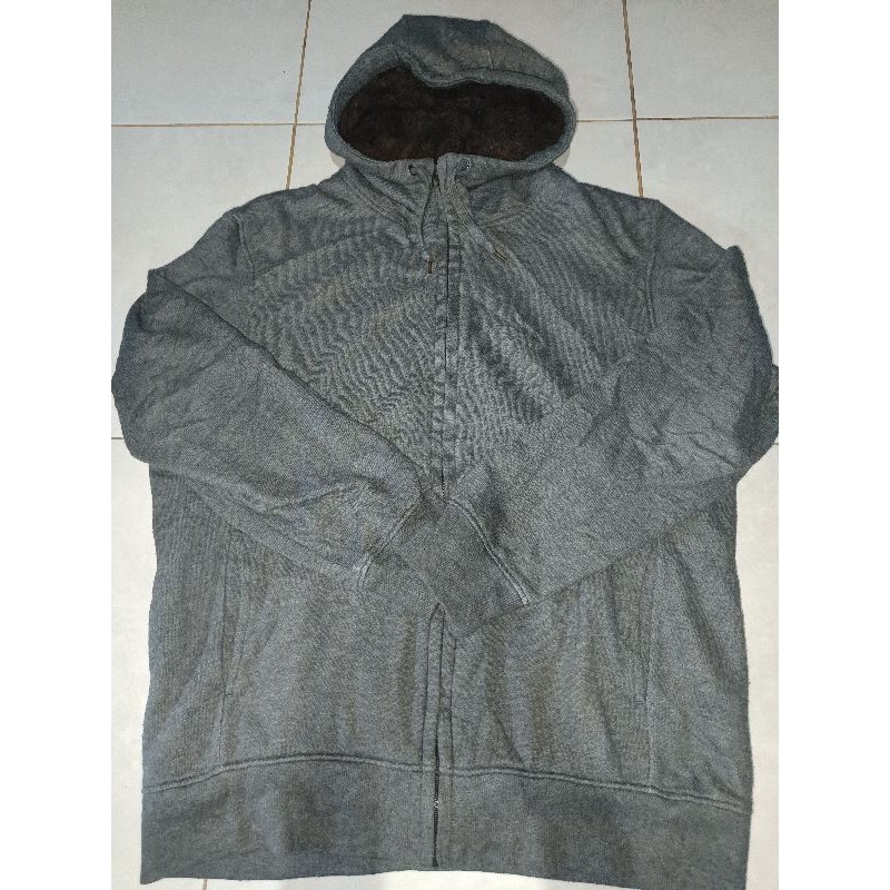 hoodie zipper UNIQLO sherpa size xl original 100%