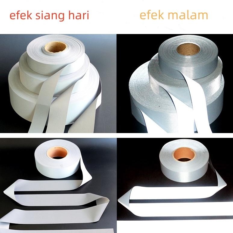 

Big Sale!!! Pita Scotlight Scotlite Skotlet Kain / Pita Reflective Kain Grade A abu-abu Lebar 2.5cm 5cm 200mtr/roll Termurah