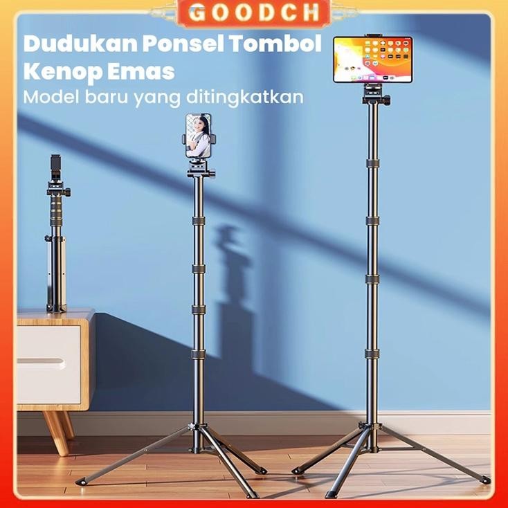 Triport Keren Modern Goodch Tripod Handphone  210 Cm Besi Plus Mini Ball Head Holder Tripod Hp Ring 