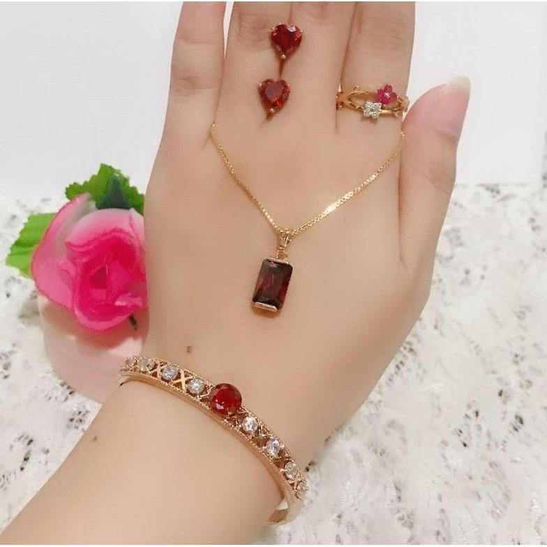 COD set giok asli lapis emas giok merah 88 hy-120