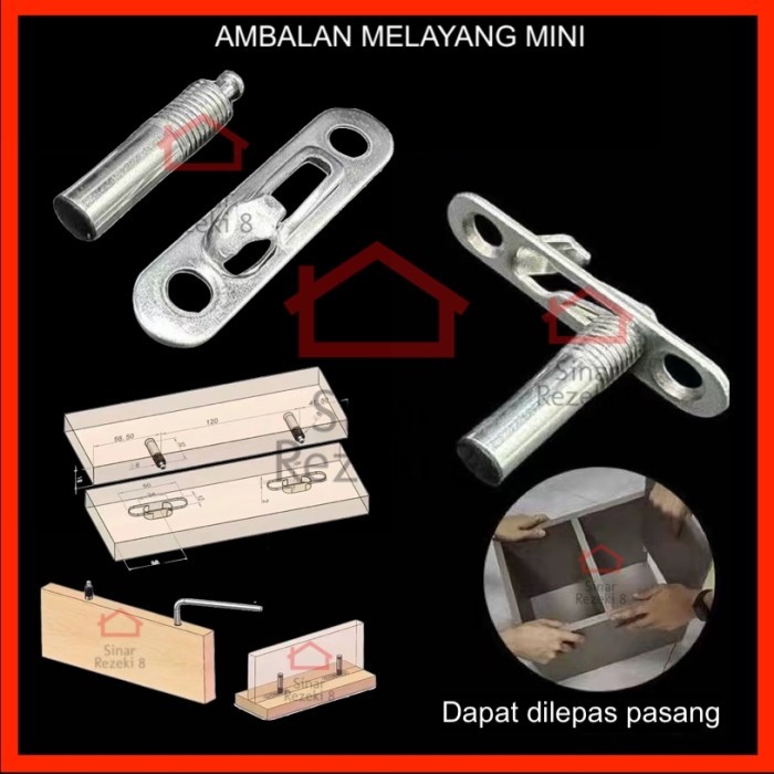 Laci - Ambalan Melayang Mini / Konektor Rak Kayu Knock Down Sekrup Furniture