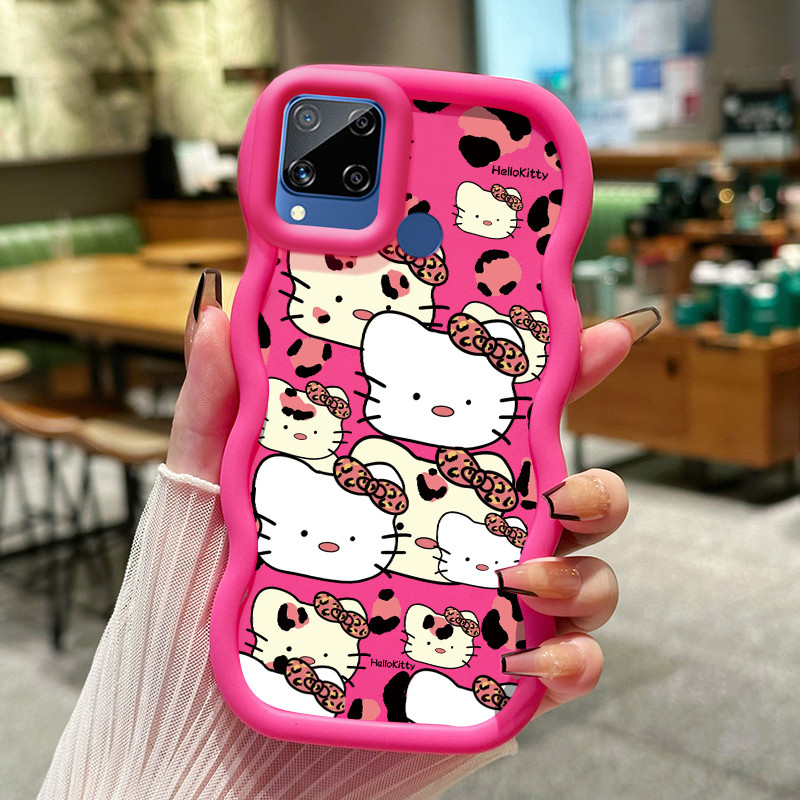 Casing Hp Untuk Realme C15 Case Casing motif macan tutul pola kucing Cesing HP Softcase Macaron baru