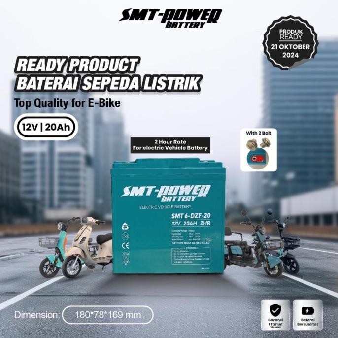BATERAI SMT POWER 6DZF20 12V 20AH BATTERY 6DZM20 SELIS SEPEDA LISTRIK