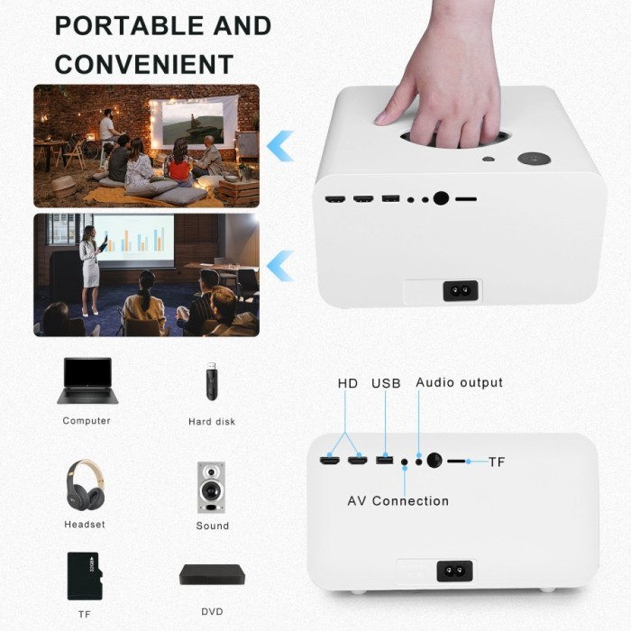 anyar@ Mini Led Projector AERA ER30A Android 9 5000 Lumens 4K Mirroring