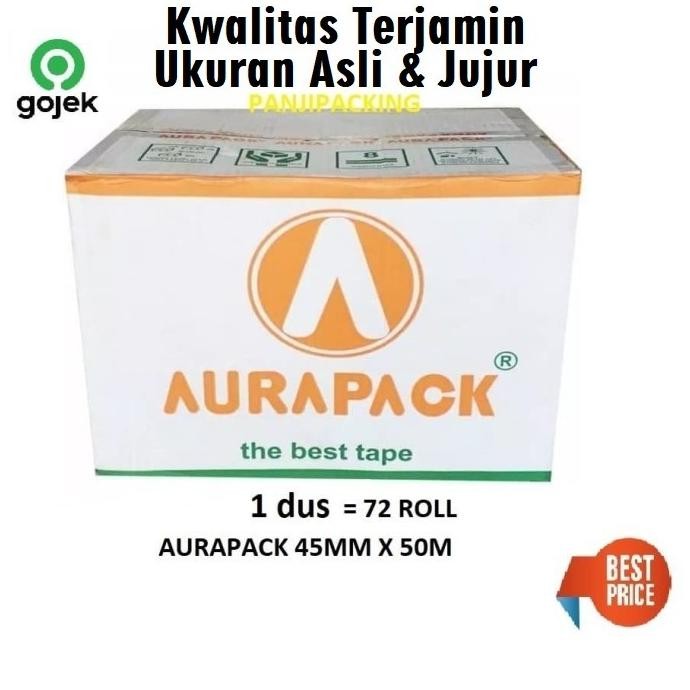 

Lakban Aurapack 1 Dus BENING/ COKLAT 45 mm X 50M 72 ROLL Murah Terbaik