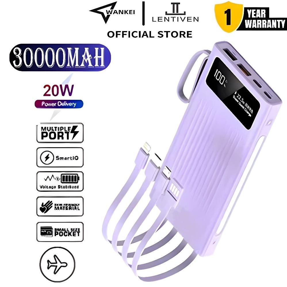 Powerbank Fast Charging 30000 Mah Mini With 4 Kabel Data Fast Charging Pj57 Powerbank Murah Wireless