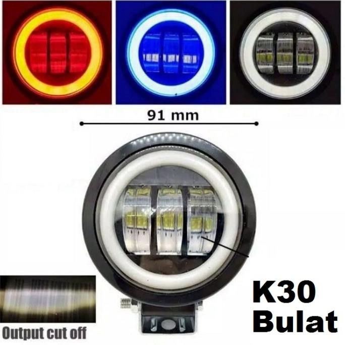 Lampu Tembak Sorot Led K30 3 Mata 30 Watt Bulat Kotak Cwl Mobil Motor
