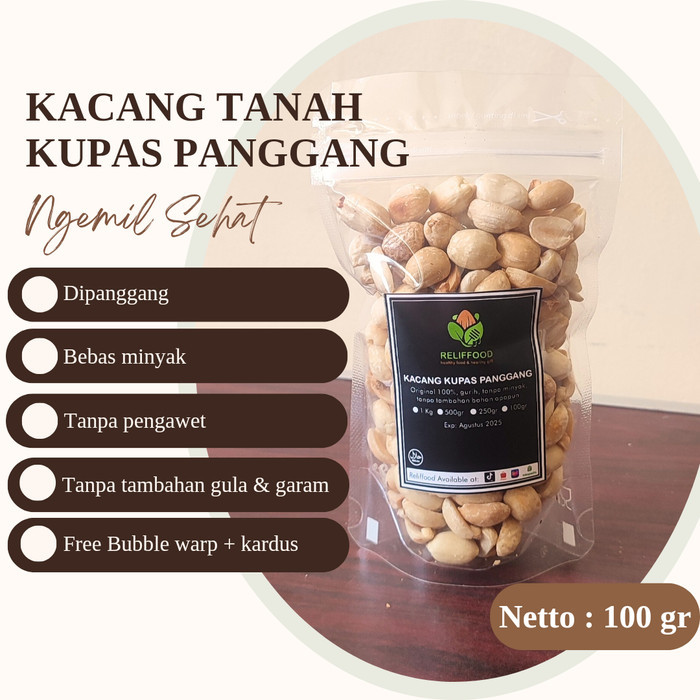 Kacang Tanah Kupas Panggang 100 Gram Siap Makan - Premium Roasted Peanut