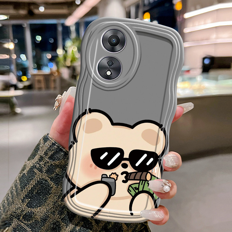 Casing Hp Untuk OPPO A78 4G Case Casing HP Kesing merokok Softcase gelombang transparan trendi pelin