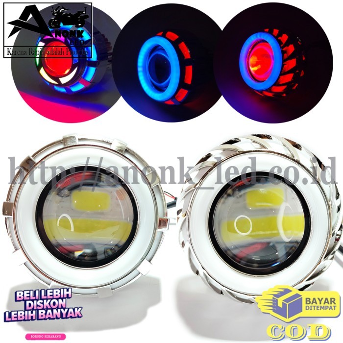 Lampu Depan Projie Led Jauh Dekat Universal Mobil/Motor 3,5inc