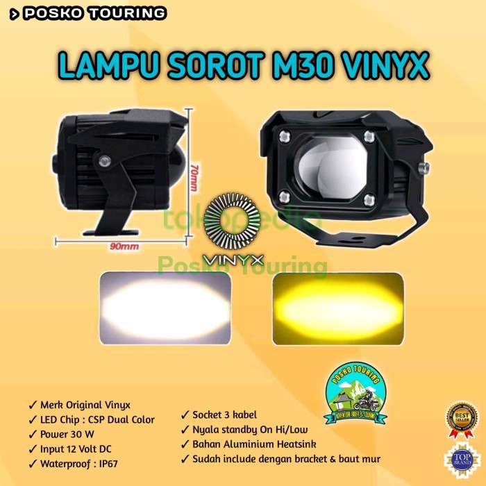 Lampu Tembak Sorot LED VINYX M30 Motor Mobil 60watt