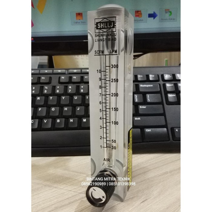 

newgan!! ROTAMETER FLOWMETER UDARA 1/2" DRAT WITH CONTROL 30 - 300 LPM