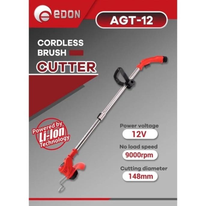Edon Agt-12/Mesin Potong Rumput Baterai 12V/Brush Cutter Cordless Edon