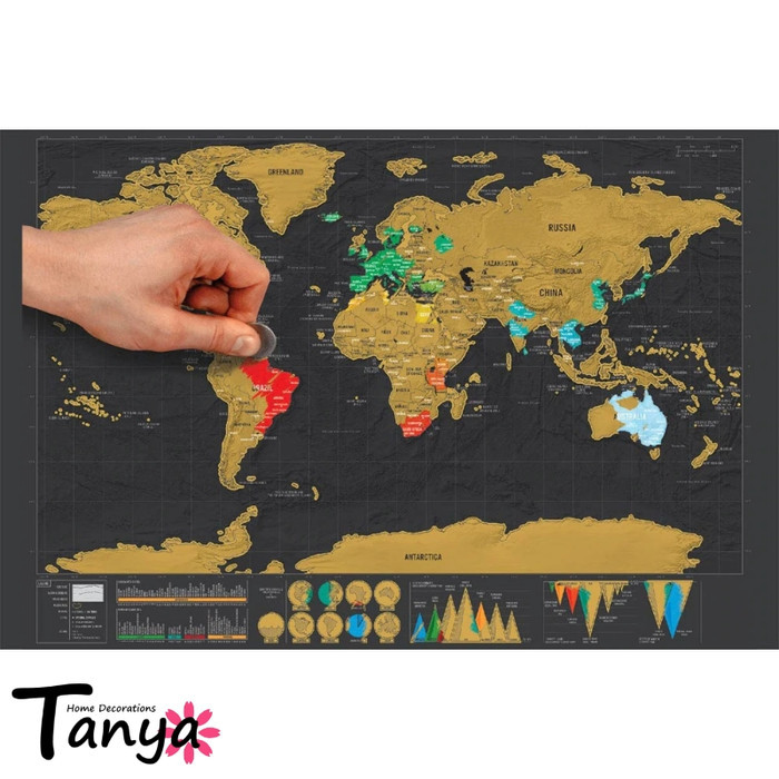 

Poster Peta Dunia Artistik Scratch Premium World Map