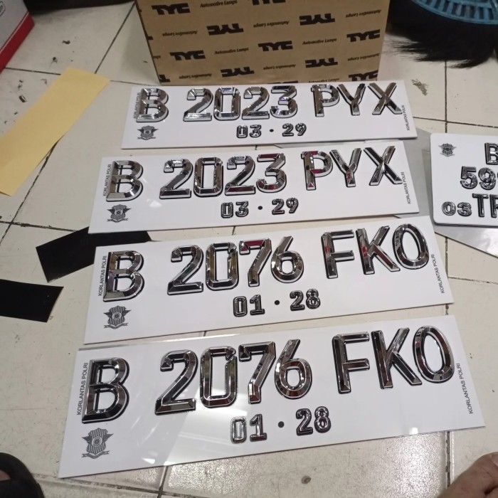 Jual Plat Nmor Huruf Timbul Mobil/Plat Chrome Timbul Segilima.