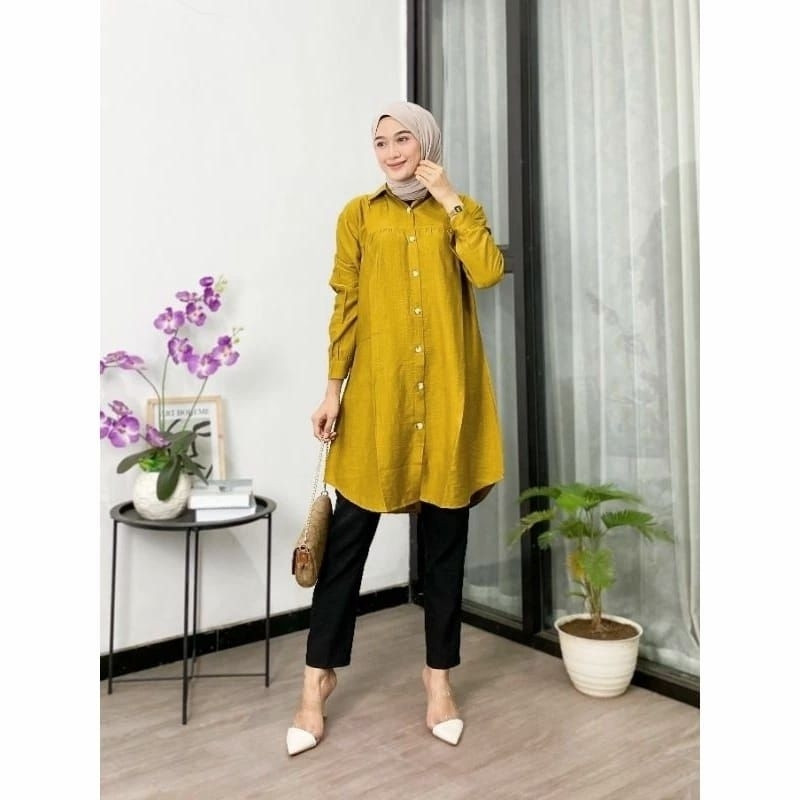 Tunic Wanit Remaja Dewasa Pkk Terbaru Tunk Korean Style Hits Bsju Thunic Tunikk Panjang Tunik Model 